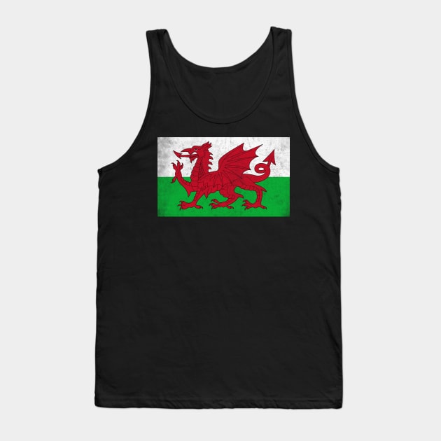 Wales / Cymru Vintage Faded Flag Design Tank Top by DankFutura